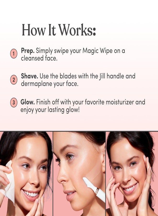 Jill Magic Wipes | Dermaplane Oil Wipes for Pre-Shave Dermaplaning Skin Prep, for All Skin Types, Vegan-Friendly Ingredients Vitamin E + Argan Oil, 6 Pack - Image 3